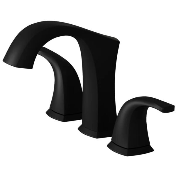 8 in. Widespread Double Handle Black Bathroom Faucet Set 3-Holes Vanity Sink With Metal Drain